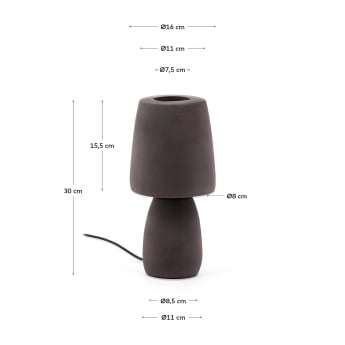 Lampe de table Tandy en terre cuite marron - dimensions