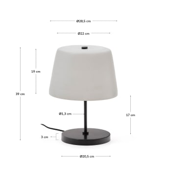 Lampada da tavolo Nefar in vetro smerigliato e zinco - dimensioni