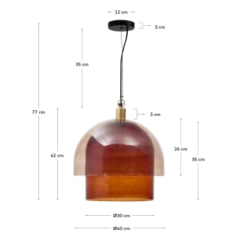 Làmpada de sostre Vitri de vidre marró Ø 40 cm - mides