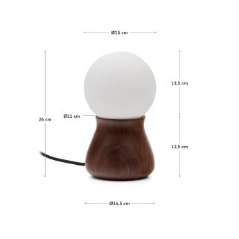 Okeni table lamp made of walnut veneer and glass - sizes