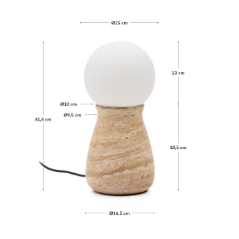 Okeni table lamp made of travertine and glass - sizes