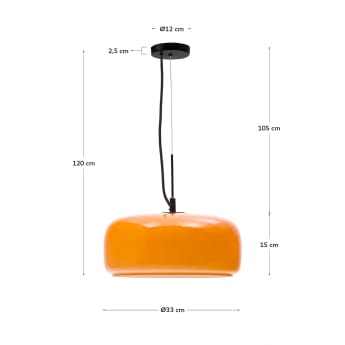 Reig orange glass ceiling lamp, Ø 38 cm - sizes