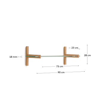 Estante modular Sitra 1 prateleira de vidro e madeira maciça carvalho 90 cm FSC Mix Credit - tamanhos