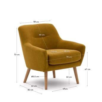 Candela mustard-coloured armchair - sizes