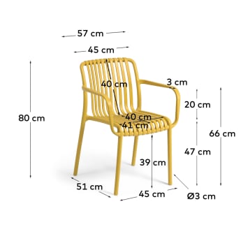 Isabellini stackable outdoor chair in yellow - sizes