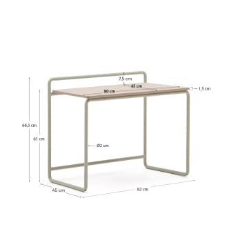 Tinn ash veneer desk with a beige metal structure, 82 x 45 cm - sizes