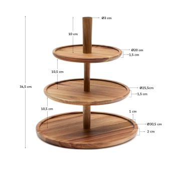 Teppa three-tier serving tray made of acacia wood FSC 100% - sizes