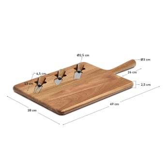 Teppa cheese cutting board and knife set made of acacia wood FSC 100% - sizes