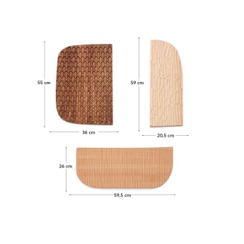 Pannello da parete Trivax in 3 pezzi in legno di acacia FSC 100% - dimensioni