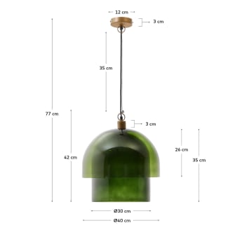 Vitri plafondlamp van groen glas Ø 40 cm - maten