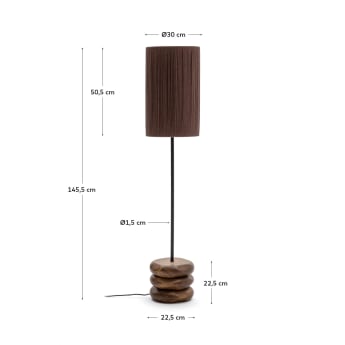 Kor table floor lamp made of jute and acacia wood in a dark finish - sizes