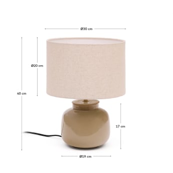 Tay green ceramic and beige linen table lamp - sizes