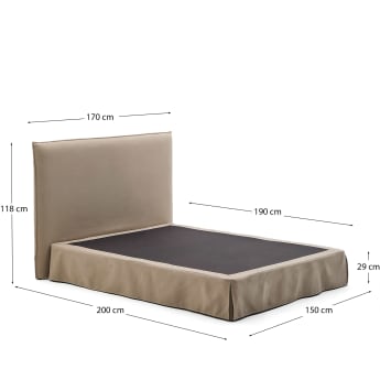 Linen and cotton Jaira bed with removable cover with polka-dots for a 150 x 190 cm mattress - sizes