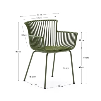 Surpika outdoor chair with green steel legs - sizes