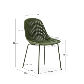 Quinby outdoor chair with green steel legs - sizes