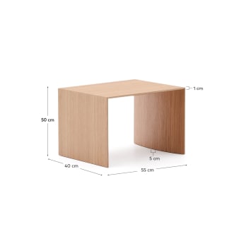 Litto oak veneer side table with a natural colour finish, 55 x 40 cm - sizes