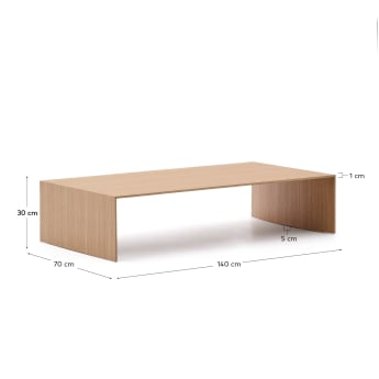 Litto oak veneer coffee table with a natural colour finish, 140 x 70 cm - sizes