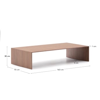 Litto walnut veneer coffee table with a natural colour finish, 140 x 70 cm - sizes