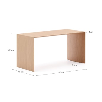 Litto oak veneer coffee table with a natural colour finish, 90 x 45 cm - sizes