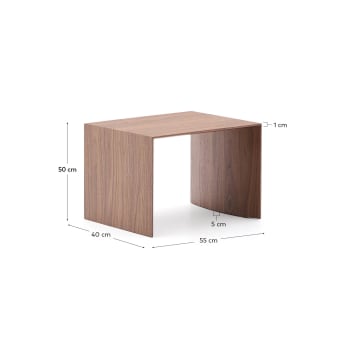 Litto walnut veneer side table with a natural colour finish, 55 x 40 cm - sizes