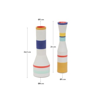 Set of 2 Elumi multicoloured ceramic vases 24,5 cm - sizes