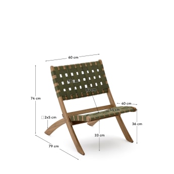 FSC 100% green cord and solid acacia wood Chabeli folding chair - sizes