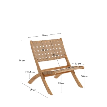 Butaca plegable Chabeli fusta massissa acàcia i corda beix FSC 100% - mides
