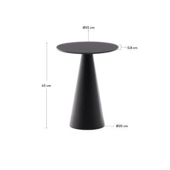 Wilshire side table with frosted tempered glass and steel with matt black painted finish Ø35cm - sizes