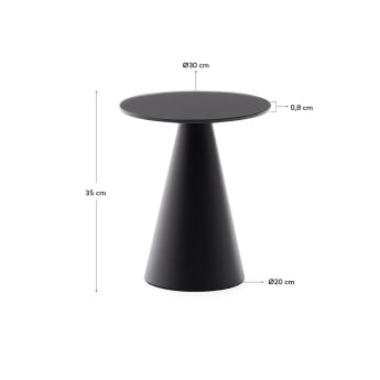 Wilshire side table with frosted tempered glass and steel with matt black painted finish Ø30cm - sizes