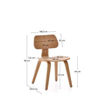 Gena chair in oak veneer and rubberwood - sizes