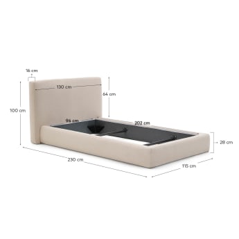 Beige Blok bed with removable covers for 90 x 200 cm mattress FSC Mix Credit - sizes