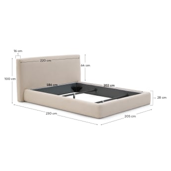 Beige Blok bed with removable covers for 180 x 200 cm mattress FSC Mix Credit - sizes