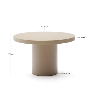 Aiguablava beige cement round table Ø120cm - sizes