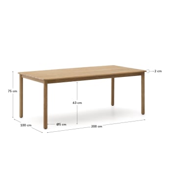 Sori table in FSC 100% solid acacia wood 200 x 100cm - sizes