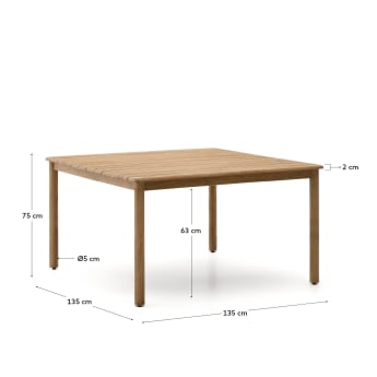 Sori table in FSC 100% solid acacia wood 135 x 135cm - sizes