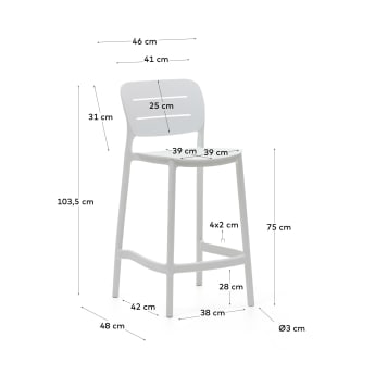 Morella stackable outdoor stool in white, 75 cm in height - sizes