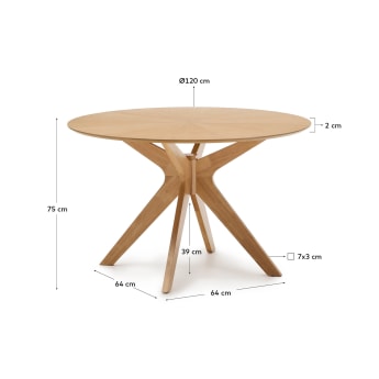 Naanim round table in oak veneer, Ø 120 cm - sizes