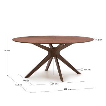 Naanim table in walnut veneer, 180 x 110 cm - sizes