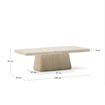 Drasi coffee table in cement with travertine-effect finish 140 x 70cm - sizes