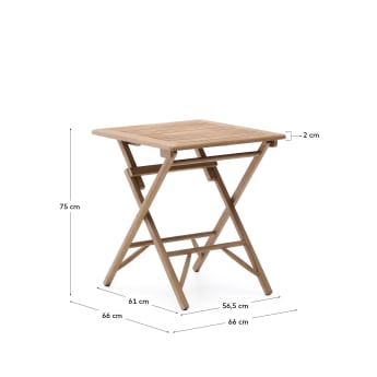 Dandara folding table in FSC 100% solid acacia wood 66 x 66cm - sizes