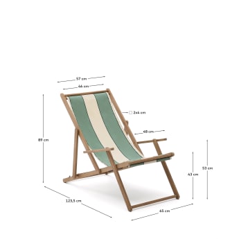 Vilara green and beige striped outdoor folding hammock made of FSC 100% solid acacia wood - sizes