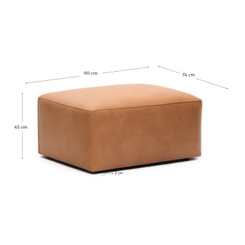 Blok brown leather footstool 90 x 74 cm - sizes