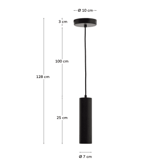 Andia aluminium ceiling lamp with black painted finish - sizes