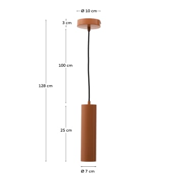 Andia aluminium ceiling lamp with terracotta painted finish - sizes