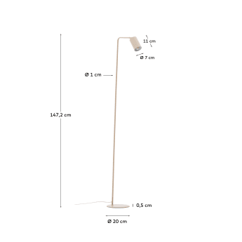 Manie metal floor lamp with textured beige finish and UK adaptor - sizes