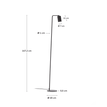 Manie metal floor lamp with black cast-iron-effect finish - sizes