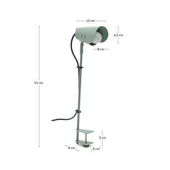 Jula desk lamp with clamp in green metal - sizes