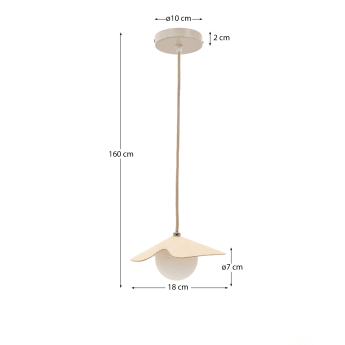 Wilara oak veneer ceiling lamp with 1 white smoked glass ball - sizes