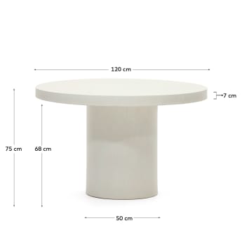 Aiguablava round table in white cement, Ø 120 cm - sizes