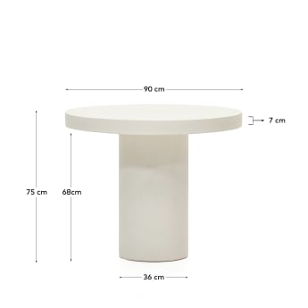 Aiguablava round table in white cement, Ø 90 cm - sizes